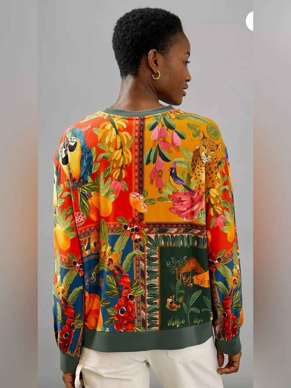 EUC WOMENS XL (bust 52”) FARM RIO BOSQUE TROPICAL COMFY SWEATSHIRT OVERSIZED - Picture 2 of 5